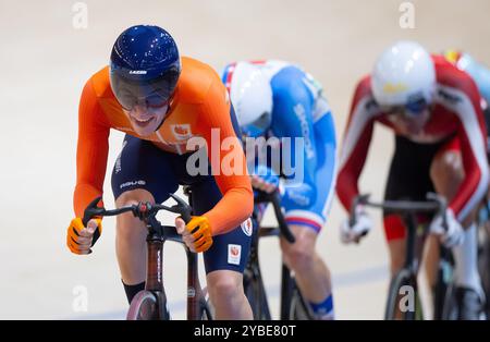 BALLERUP - Philip Heijnen pendant la course aux points le troisième jour des Championnats du monde de cyclisme sur piste au Ballerup Super Arena. ANP IRIS VAN DEN BROEK Banque D'Images