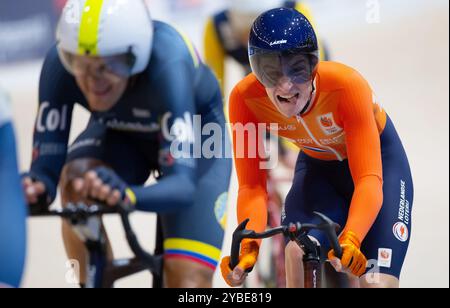 BALLERUP - Philip Heijnen pendant la course aux points le troisième jour des Championnats du monde de cyclisme sur piste au Ballerup Super Arena. ANP IRIS VAN DEN BROEK Banque D'Images