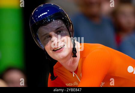 BALLERUP - Philip Heijnen pendant la course aux points le troisième jour des Championnats du monde de cyclisme sur piste au Ballerup Super Arena. ANP IRIS VAN DEN BROEK Banque D'Images