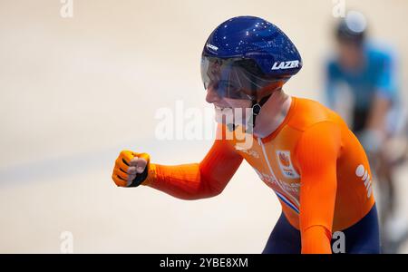 BALLERUP - Philip Heijnen pendant la course aux points le troisième jour des Championnats du monde de cyclisme sur piste au Ballerup Super Arena. ANP IRIS VAN DEN BROEK Banque D'Images