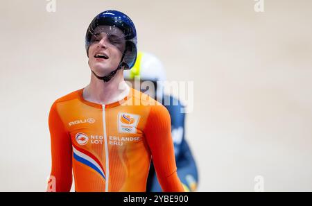 BALLERUP - Philip Heijnen pendant la course aux points le troisième jour des Championnats du monde de cyclisme sur piste au Ballerup Super Arena. ANP IRIS VAN DEN BROEK Banque D'Images