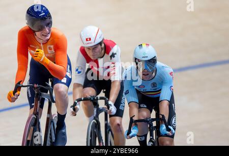 BALLERUP - Philip Heijnen pendant la course aux points le troisième jour des Championnats du monde de cyclisme sur piste au Ballerup Super Arena. ANP IRIS VAN DEN BROEK Banque D'Images