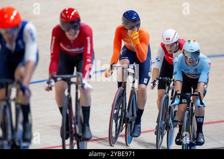 BALLERUP - Philip Heijnen pendant la course aux points le troisième jour des Championnats du monde de cyclisme sur piste au Ballerup Super Arena. ANP IRIS VAN DEN BROEK Banque D'Images