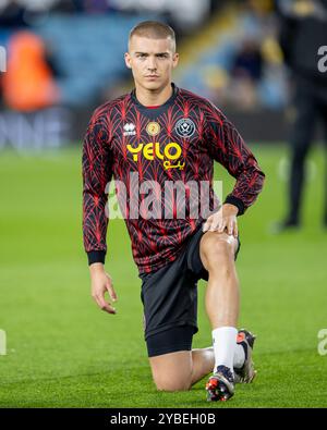 Elland Road, Leeds, Yorkshire, Royaume-Uni. 18 octobre 2024. EFL Championship Football, Leeds United contre Sheffield United ; Alfie Gilchrist de Sheffield United pendant l'échauffement crédit : action plus Sports/Alamy Live News Banque D'Images