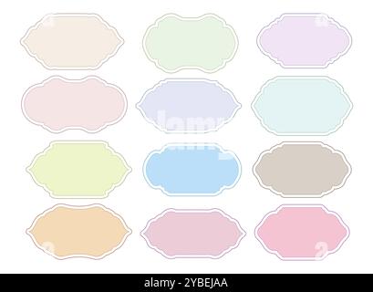 Elégante étiquette de style coloré ou ensemble d'emblème. Eléments graphiques de bordure ou de cadre Illustration de Vecteur
