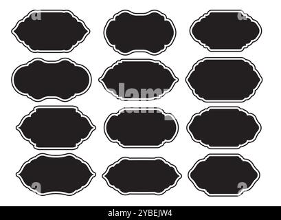Étiquette ou emblème Vintage noir pour pots ou bouteilles. Eléments de cadre ou de bordure rétro isolés Illustration de Vecteur