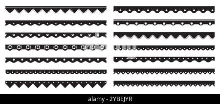 Cadre en papier festonné noir simple ou séparateur de bordure isolé Illustration de Vecteur