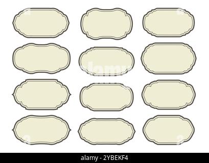 Vintage Label ou emblème set pour pots ou bouteilles. Eléments de cadre ou de bordure rétro isolés Illustration de Vecteur