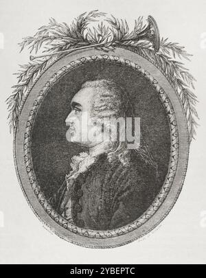 Anne Robert Jacques Turgot (1727-1781) Homme politique et économiste français. Ministre et contrôleur général des finances (1774-1776). Portrait. Gravure. "Histoire de la Révolution française". Volume I, 1876. Banque D'Images