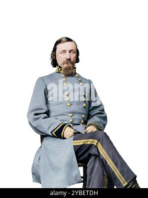 Portrait du major général George Edward Pickett du régiment d'infanterie des États confédérés en uniforme. Photographié entre 1861 et 1865. Probablement créé par Mathew Brady Studio. Banque D'Images