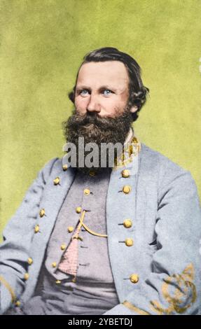 Le major-général James Ewell Brown Stuart du régiment d'infanterie des États confédérés et du 1st Virginia Cavalry Regiment en uniforme. Photographié entre 1861 et 1864. Créé par Charles Richard Rees à Richmond, Virginie. Banque D'Images