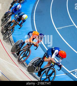 BALLERUP - Philip Heijnen pendant la course aux points le troisième jour des Championnats du monde de cyclisme sur piste au Ballerup Super Arena. ANP IRIS VAN DEN BROEK Banque D'Images