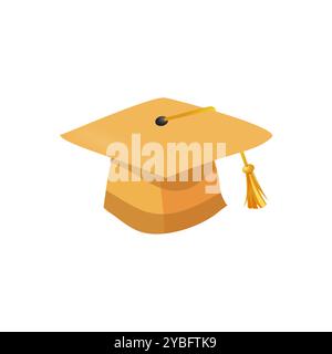 Icône de casquette de graduation, symbolise la réussite scolaire et le succès avec un design classique. Illustration de Vecteur