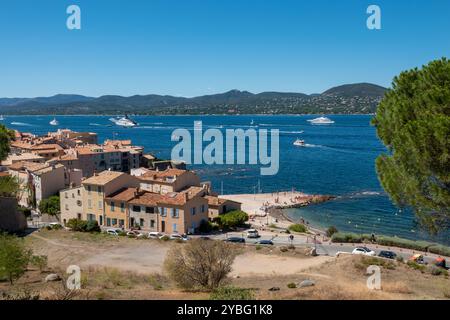Plage de la Ponche à Saint-Tropez, Côte d'Azur, France, Europe, Provence. Banque D'Images