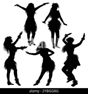 Silhouette hawaïenne de danse hawaïenne Hula Girl Illustration de Vecteur