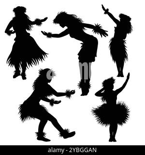 Silhouette hawaïenne de danse hawaïenne Hula Girl Illustration de Vecteur