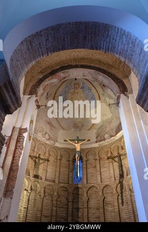 Tolède, Espagne, 6 décembre 2019 : vue intérieure de la mosquée Cristo de la Luz, Europe Banque D'Images