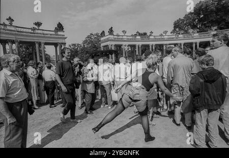 Allemagne, Potsdam, 17 août 1991, Protest Bekleidung, le Bureau des mesures inhabituelles avec sa contribution, à l'enterrement des dépouilles mortelles de FR Banque D'Images