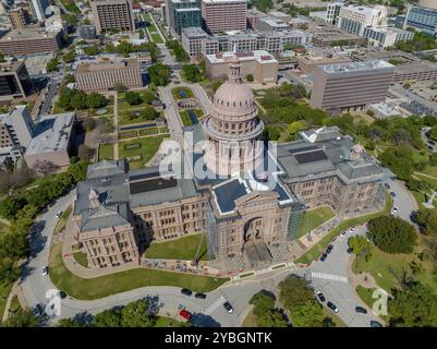 Vue aérienne du Texas State Capitol Building dans la ville d'Austin, Texas Banque D'Images