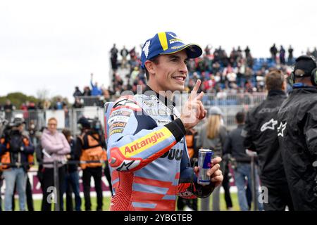 MELBOURNE, AUSTRALIE. 19 octobre 2024. Sur la photo : Marc Márquez, #93 d'Espagne, à cheval pour Gresini Racing a terminé à la 2ème place pour le MotoGP Tissot Sprint au Qatar Airways Australian Motorcycle Grand Prix 2024 qui s'est tenu sur le circuit de Phillip Island. Crédit : Karl Phillipson/Alamy Live News Banque D'Images