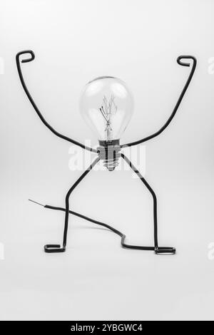 Figure d'une fantaisie émotionnelle transparant Ampoule et fils électriques noir Banque D'Images