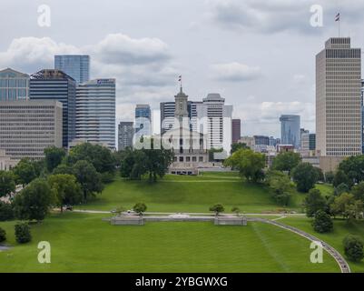 Vue aérienne du Capitole de l'État à Nashville Tennessee Banque D'Images