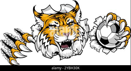 Masque Wildcat Bobcat Soccer football Animal Team Illustration de Vecteur