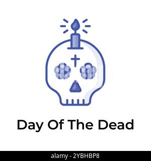 Une icône accrocheuse de Day of the Dead dans un style modifiable, isolé sur fond blanc Illustration de Vecteur