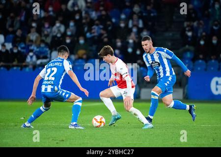 Coruña, Espagne. 06 février 2022. 1 Ligue RFEF. RC Deportivo de la Coruña vs Racing de Santander. Pablo Torre Banque D'Images