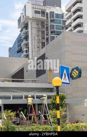 Ouvriers du bâtiment, travaux de construction, Little India Singapour Banque D'Images