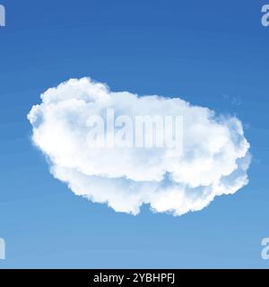 Nuage isolé sur fond bleu ciel illustration 3D, rendu réaliste de la forme du nuage Illustration de Vecteur