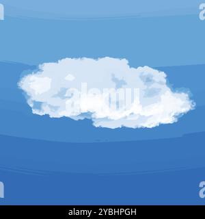 Nuage isolé sur fond bleu ciel illustration 3D, rendu réaliste de la forme du nuage Illustration de Vecteur