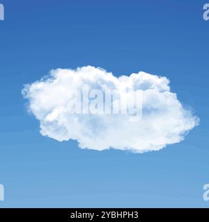 Nuage isolé sur fond bleu ciel illustration 3D, rendu réaliste de la forme du nuage Illustration de Vecteur