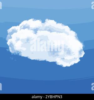 Nuage isolé sur fond bleu ciel illustration 3D, rendu réaliste de la forme du nuage Illustration de Vecteur