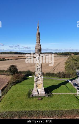 Vue aérienne de Sir Tatton Sykes monument historique, Garton Hill, Driffield Banque D'Images