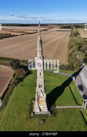 Vue aérienne de Sir Tatton Sykes monument historique, Garton Hill, Driffield Banque D'Images