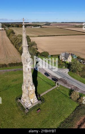 Vue aérienne de Sir Tatton Sykes monument historique, Garton Hill, Driffield Banque D'Images