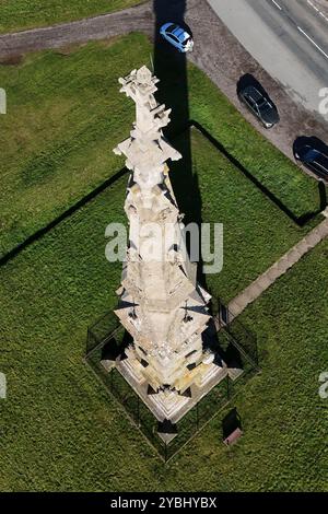 Vue aérienne de Sir Tatton Sykes monument historique, Garton Hill, Driffield Banque D'Images