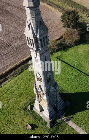 Vue aérienne de Sir Tatton Sykes monument historique, Garton Hill, Driffield Banque D'Images