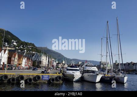 7 septembre, 2024 Bergen, Norvège le Harbourside du quartier Bryggen Hansa, Bergen, Norvège Banque D'Images