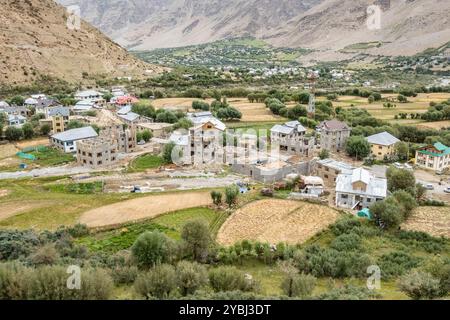 Vue imprenable sur Panikhar, Suru Valley, Zanskar, Inde Banque D'Images