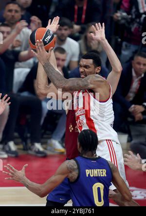 Belgrade, Serbie. 18 octobre 2024. Joel Bolomboy Crvena Zvezda lors du match de basket-ball de Turkish Airlines Euroleague entre Crvena Zvezda Meridianbet Belgrade et FC Barcelone le 18 octobre 2024 à Belgrade Arena, Serbie - photo Aleksandar Djorovic/DPPI crédit : DPPI Media/Alamy Live News Banque D'Images