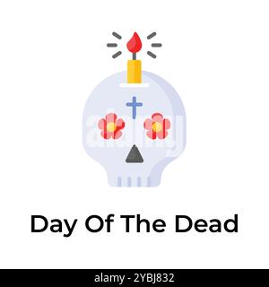 Une icône accrocheuse de Day of the Dead dans un style modifiable, isolé sur fond blanc Illustration de Vecteur