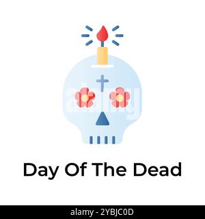 Une icône accrocheuse de Day of the Dead dans un style modifiable, isolé sur fond blanc Illustration de Vecteur