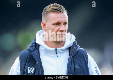 Bernd Leno de Fulham arrive à Craven Cottage avant le match de premier League Fulham vs Aston Villa à Craven Cottage, Londres, Royaume-Uni, le 19 octobre 2024 (photo par Izzy Poles/News images) Banque D'Images