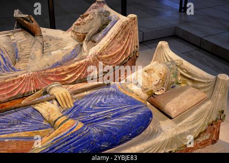 France, Maine-et-Loire (49), Fontevraud-l'Abbaye, Val de Loire, classée au Patrimoine mondial de l'UNESCO, l'Abbaye Royale, intérieur de l'abbaye, polychrome Banque D'Images