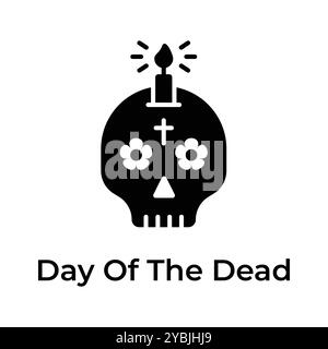 Une icône accrocheuse de Day of the Dead dans un style modifiable, isolé sur fond blanc Illustration de Vecteur