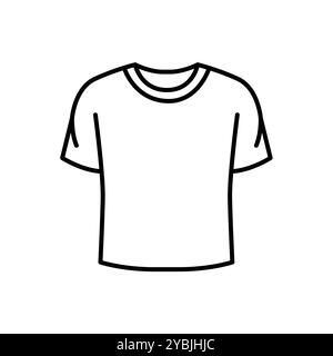 Ligne de t-shirt à décolleté rond icône noire. Signez pour la page Web, l'application mobile, le bouton, le logo. Bouton isolé de vecteur. Contour modifiable. Illustration de Vecteur