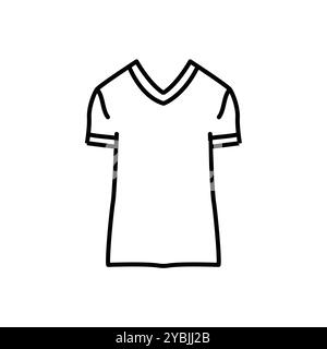 T-shirt col en V ligne icône noire. Signez pour la page Web, l'application mobile, le bouton, le logo. Bouton isolé de vecteur. Contour modifiable. Illustration de Vecteur