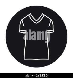 T-shirt col en V ligne icône noire. Signez pour la page Web, l'application mobile, le bouton, le logo. Bouton isolé de vecteur. Contour modifiable. Illustration de Vecteur